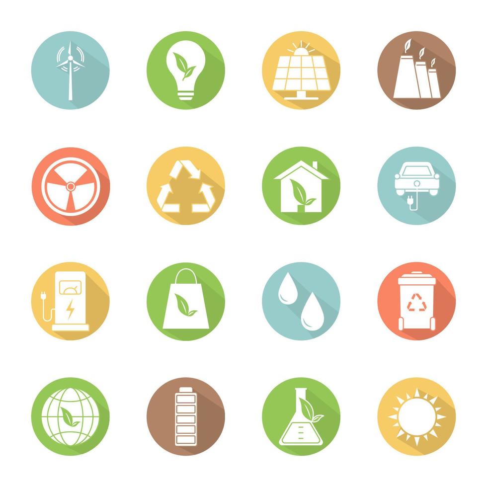 Green energy icons vector