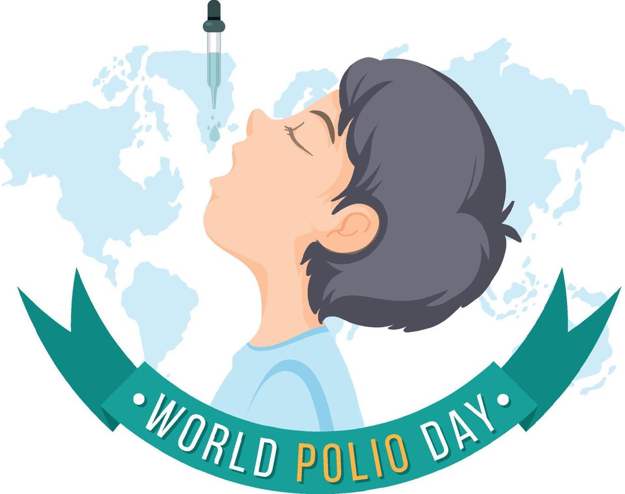 World Polio Day banner with a boy receiving oral polio vaccine vector