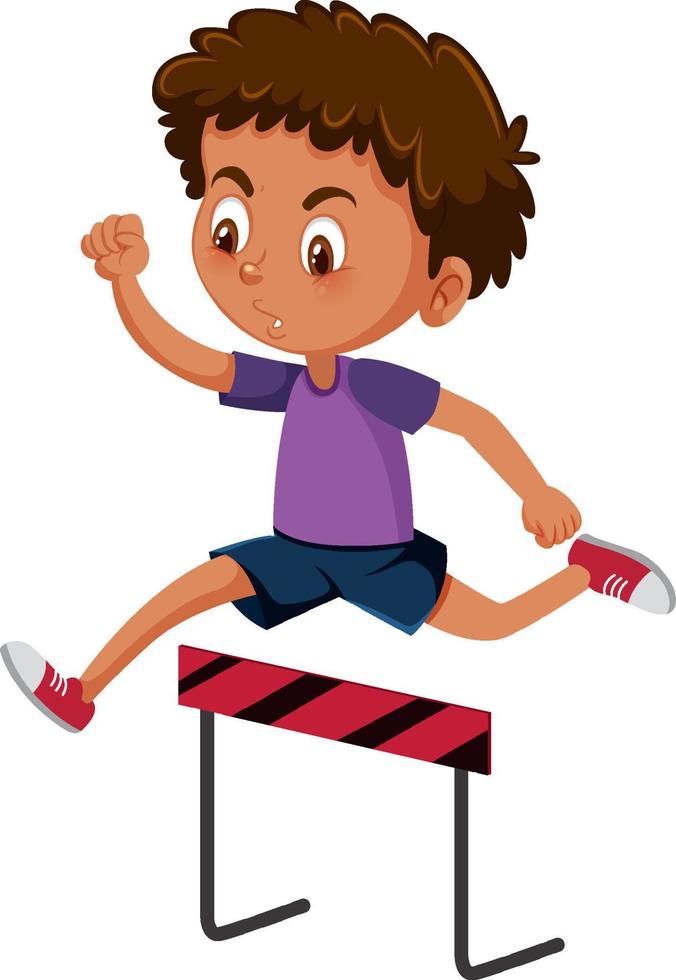 un niño saltando cruzando en estilo de dibujos animados vector