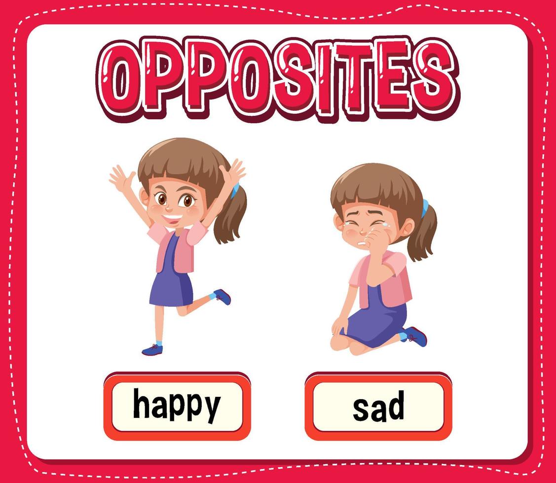 Opposite words for happy and sad vector