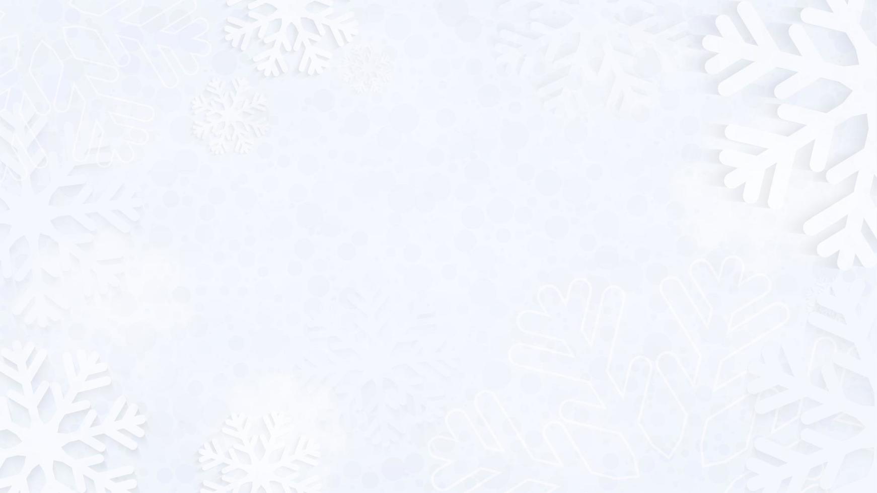 Fondo abstracto de invierno de Navidad con copos de nieve, fondo de invierno vacío. vector
