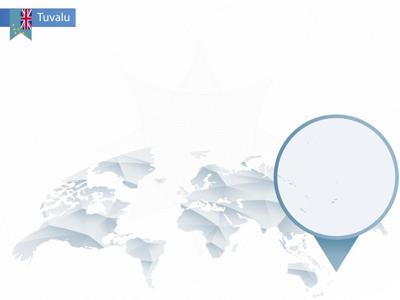 Abstract rounded World Map with pinned detailed Tuvalu map. vector