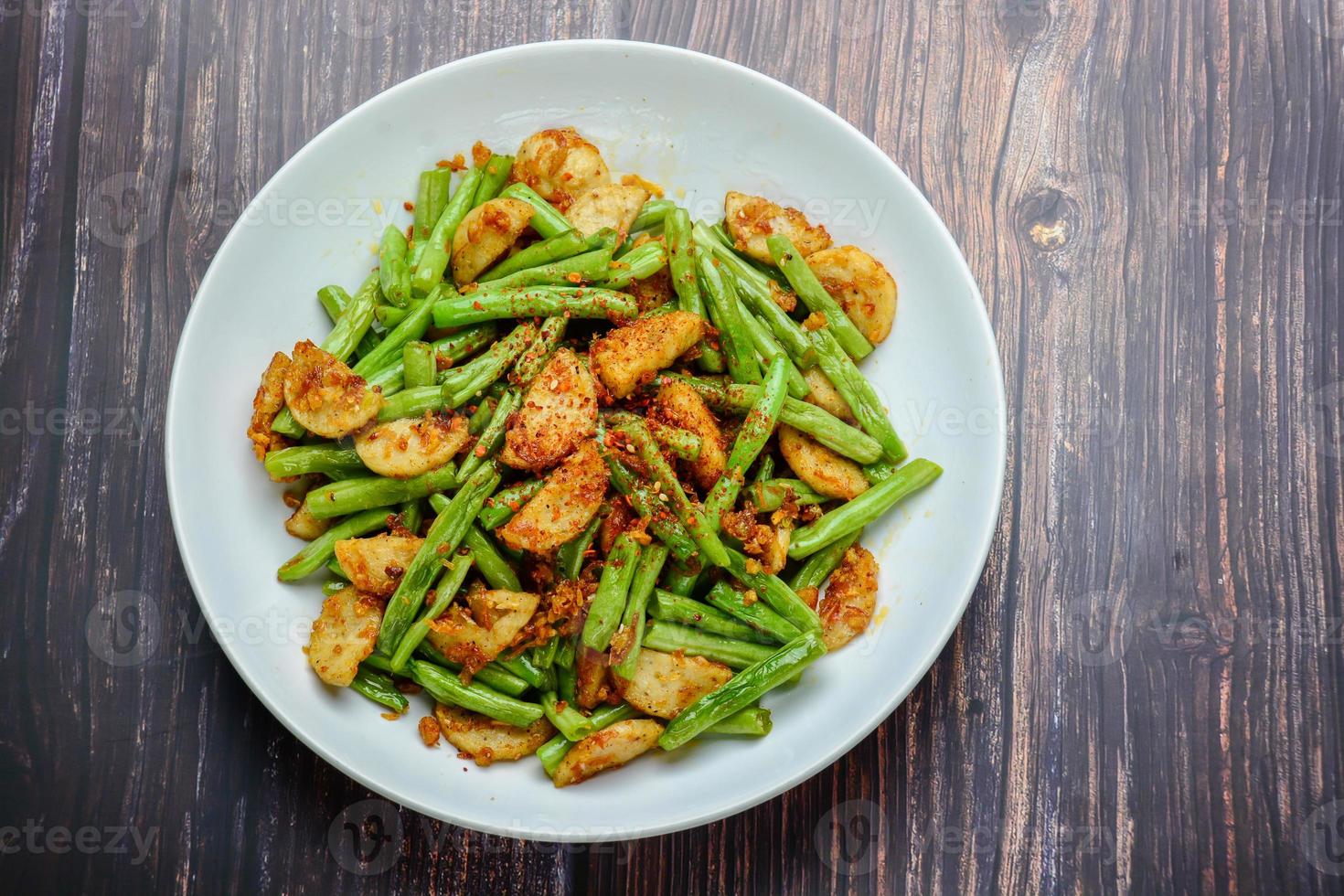 Stir Fried String Green Bean with Vietnamese Grilled Pork Sausage photo