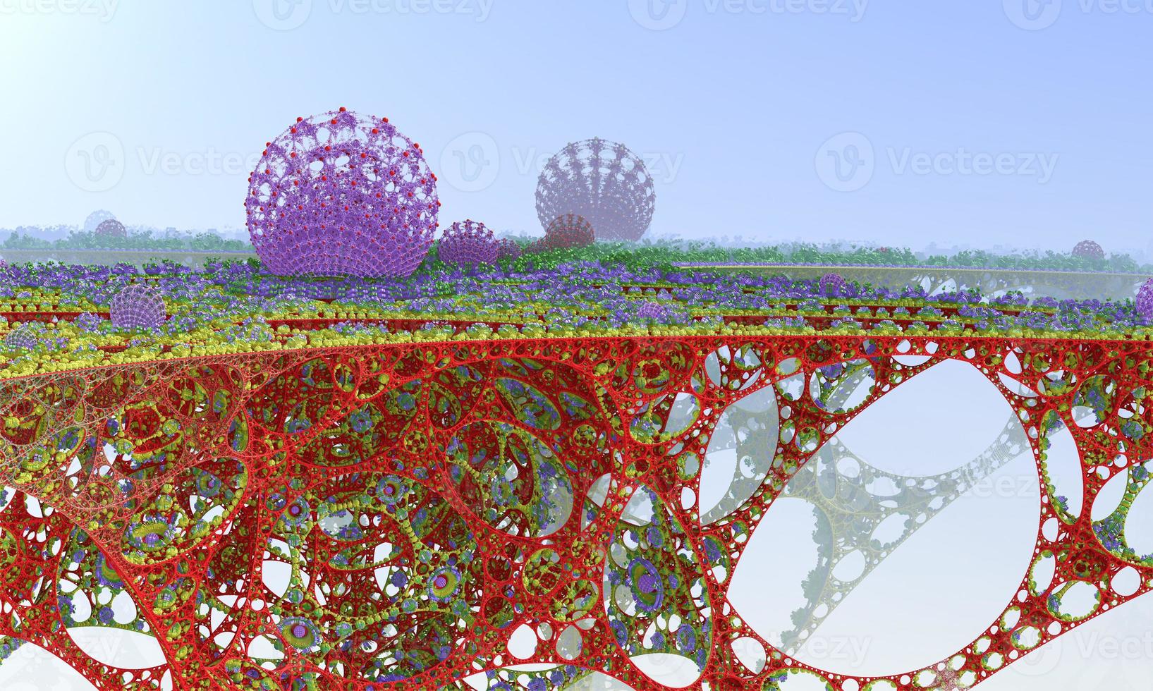 Abstract Computer generated Fractal design. 3D Aliens Illustration of a Beautiful infinite mathematical mandelbrot set fractal futuristic multicolor city photo