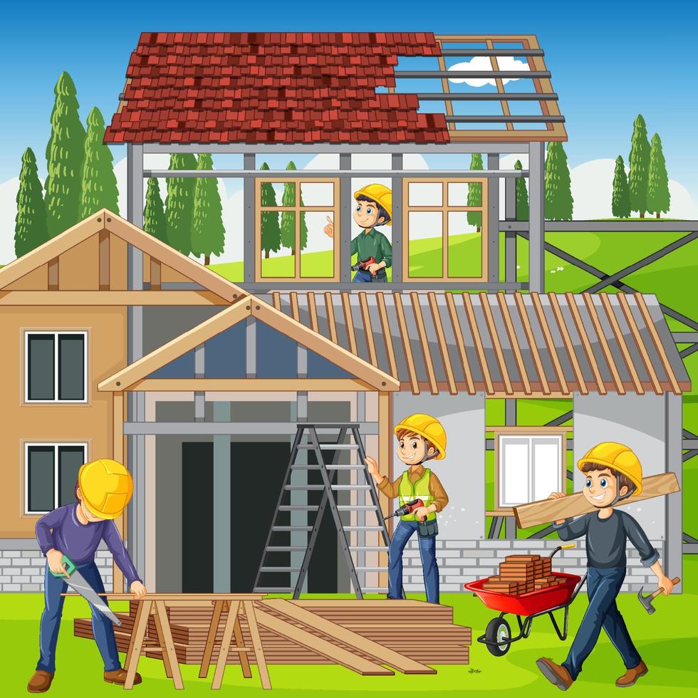 Building construction site background vector