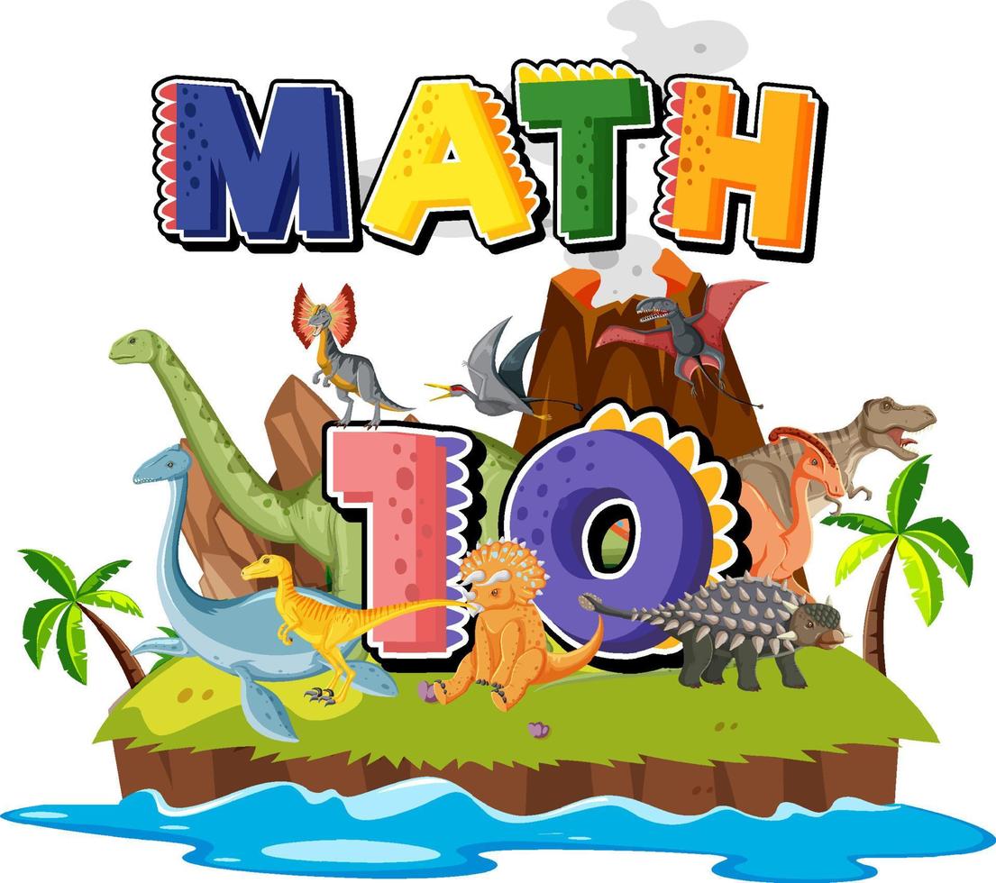 Ten dinosaurs with number ten cartoon 7104048 Vector Art at Vecteezy