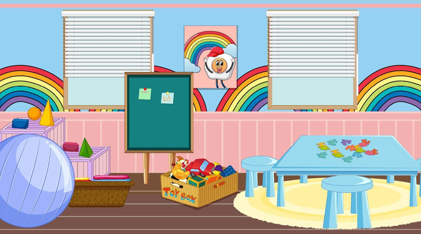 Room scene with table and board vector