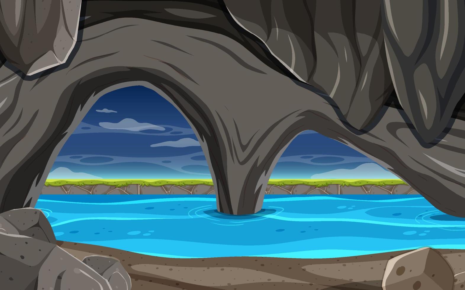 Inside cave landscape in cartoon style vector