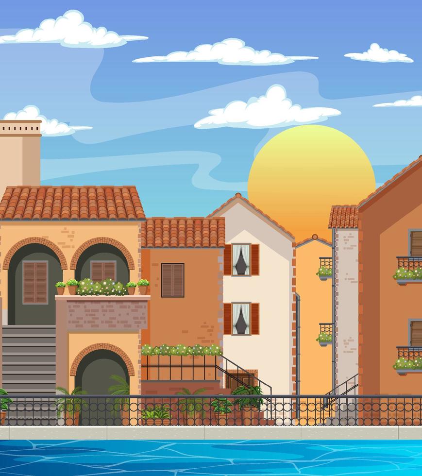 Italy town style house and building landscape vector