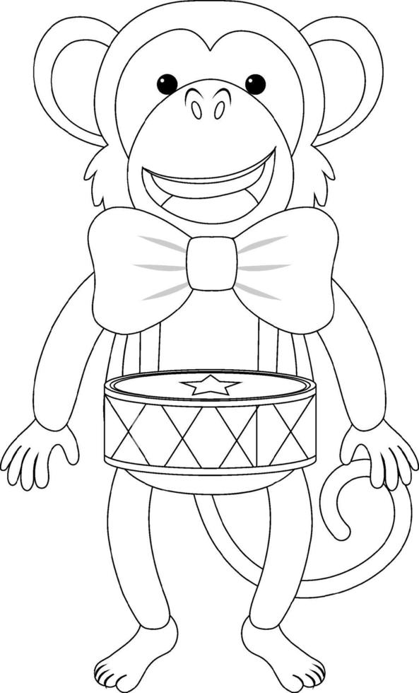 esquema de monkeydoodle de tambores para colorear vector