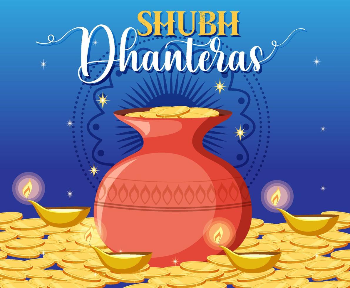 Hindu Shubh Dhanteras day icon vector