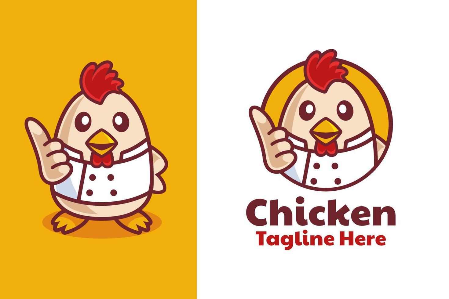 diseño de logotipo de dibujos animados de chef de pollo vector