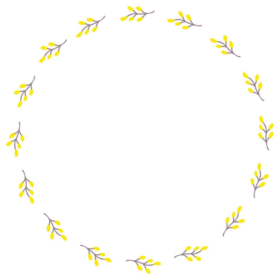 Simple willow branches wreath isolated on white background. vector