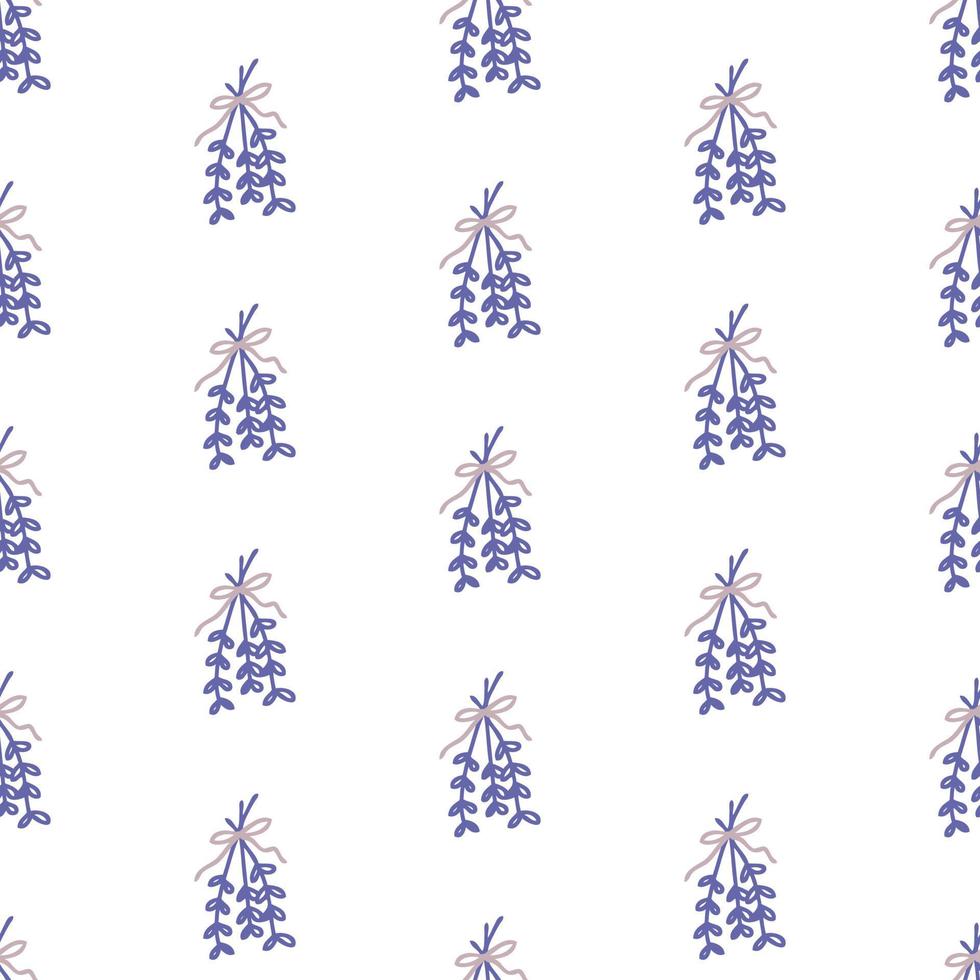 Hand drawn seamless pattern with bouquet of herbs and ribbons. vector