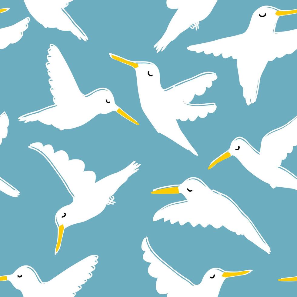 Summer sea seamless pattern with seagulls. vector