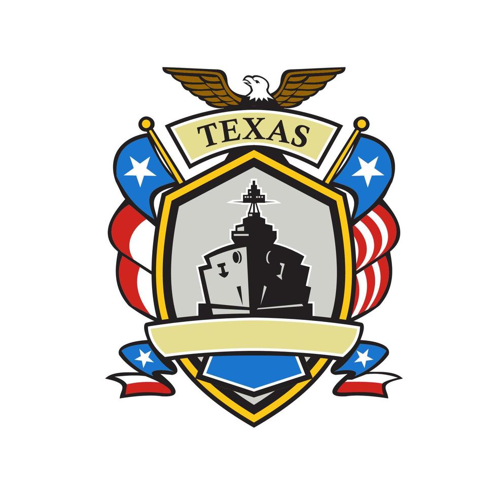Texas Battleship Emblem Retro vector