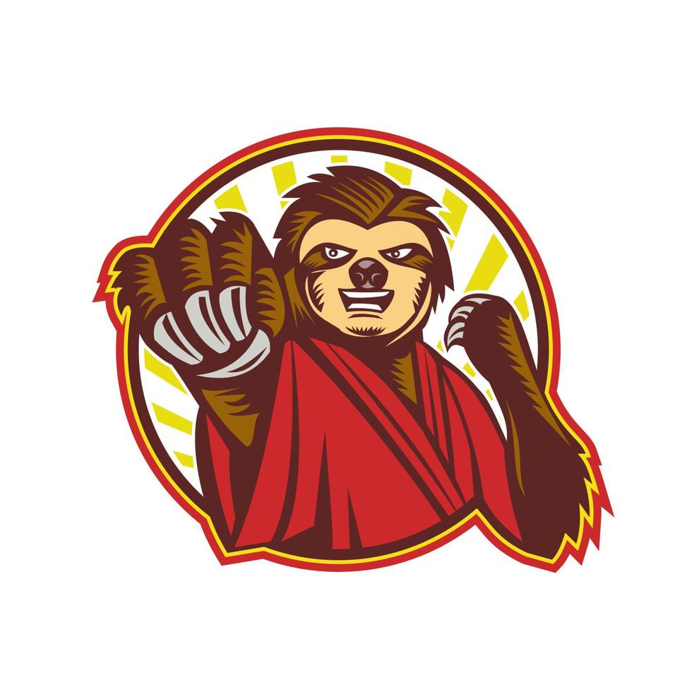 sloth karate punch view vector