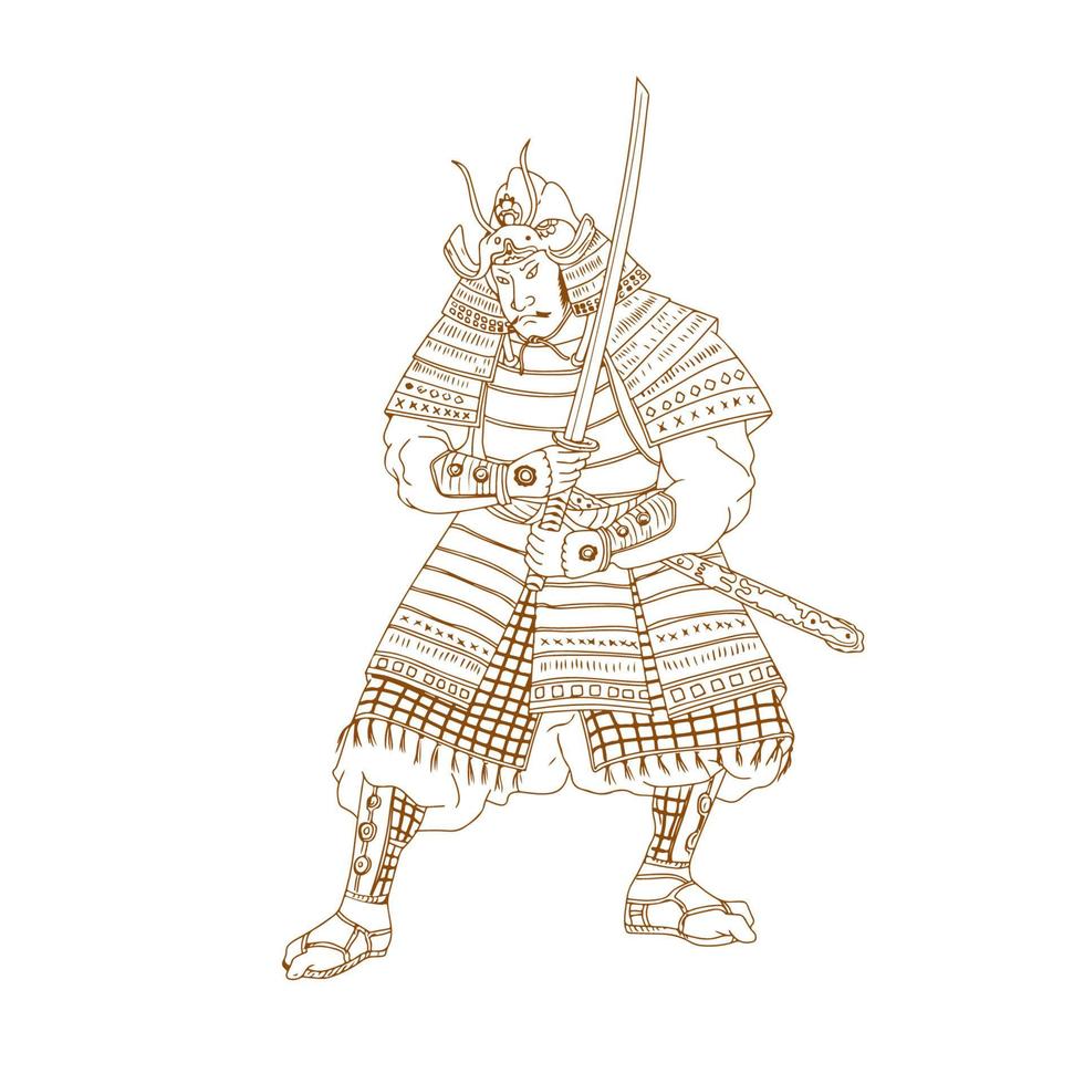 Bushi Samurai Warrior Drawing vector