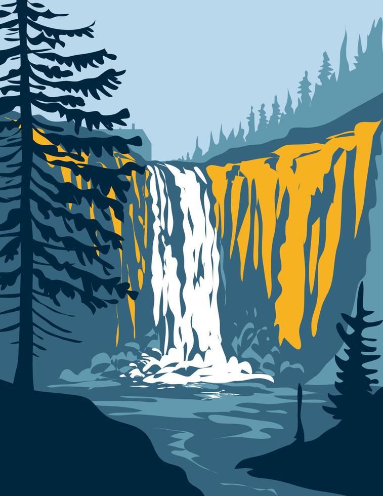 snoqualmie cae en el río snoqualmie en snoqualmie y fall city washington state wpa poster art vector