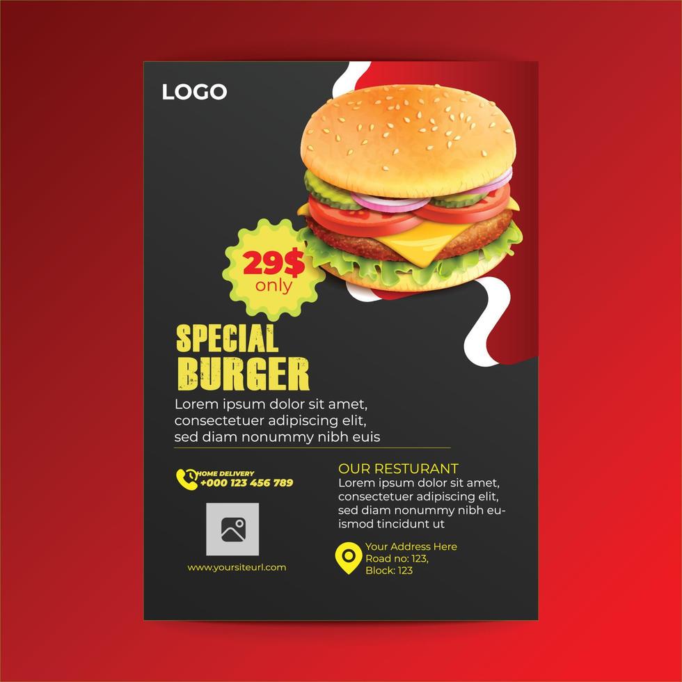 Mordern Food Burger Flyer Template vector