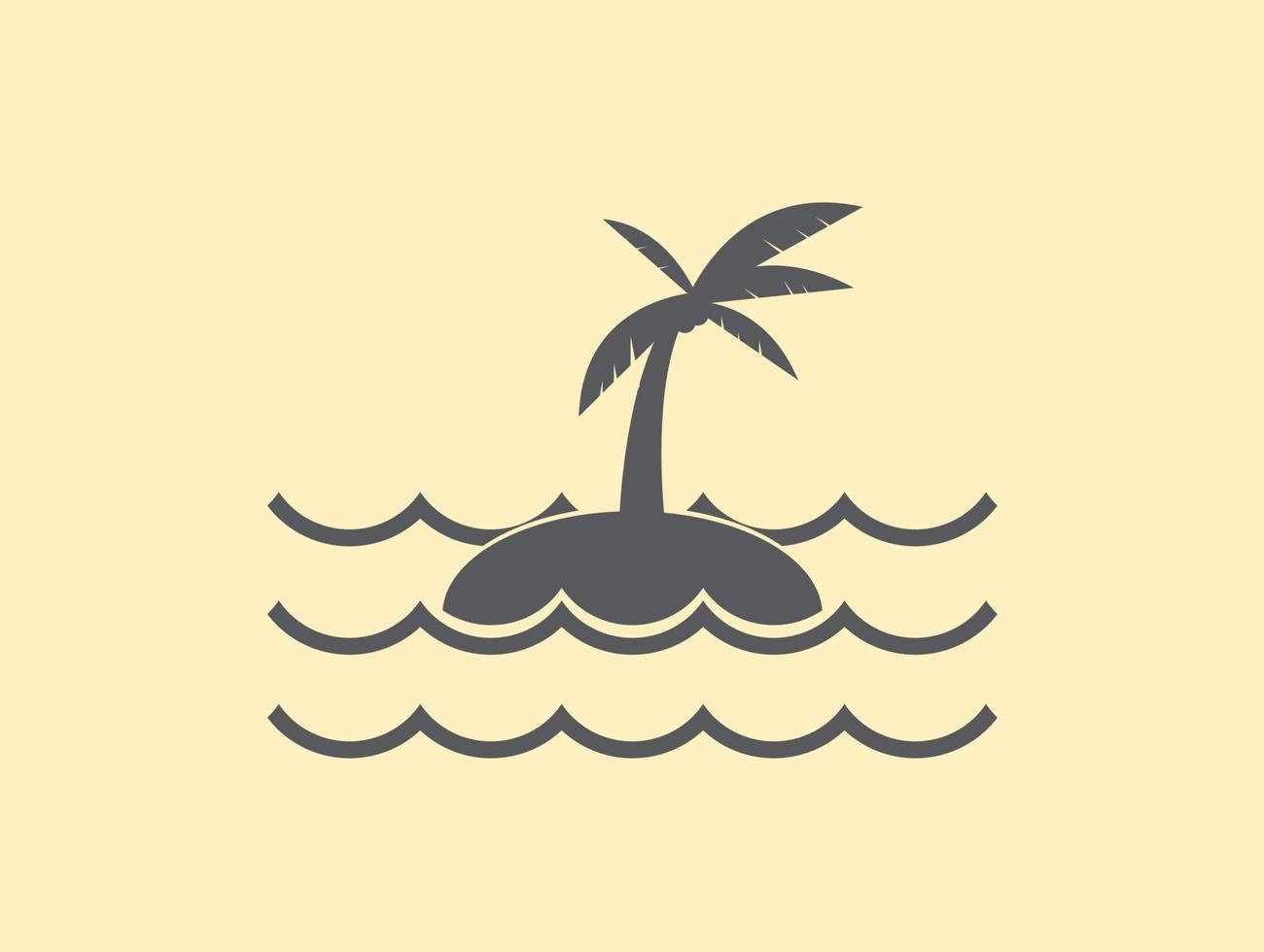 Onda de agua con vector de símbolo de isla pequeña, icono