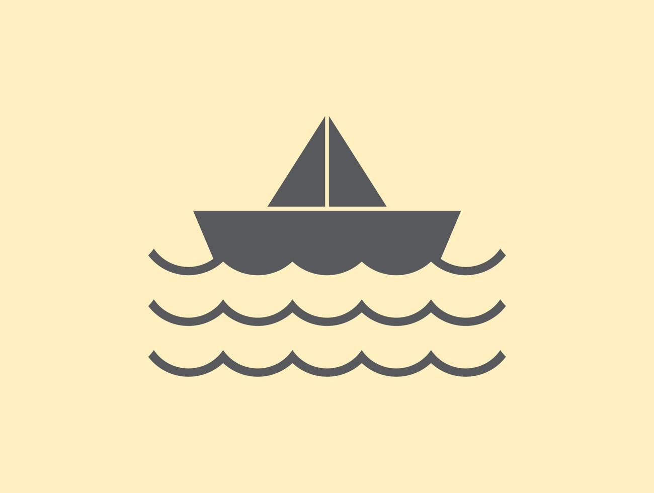 Onda de agua con vector de símbolo de barco, icono