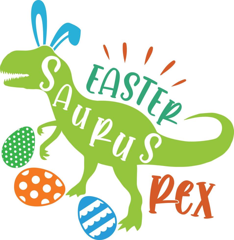 Easter Dinosaur Bunny Eggs File vector