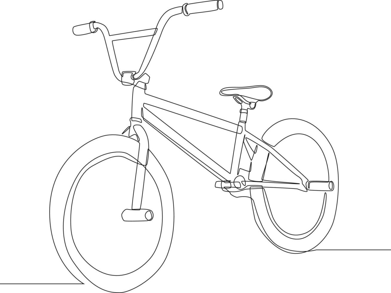 Simple continuous line drawing BMX bike  in white background. Vector illustration.