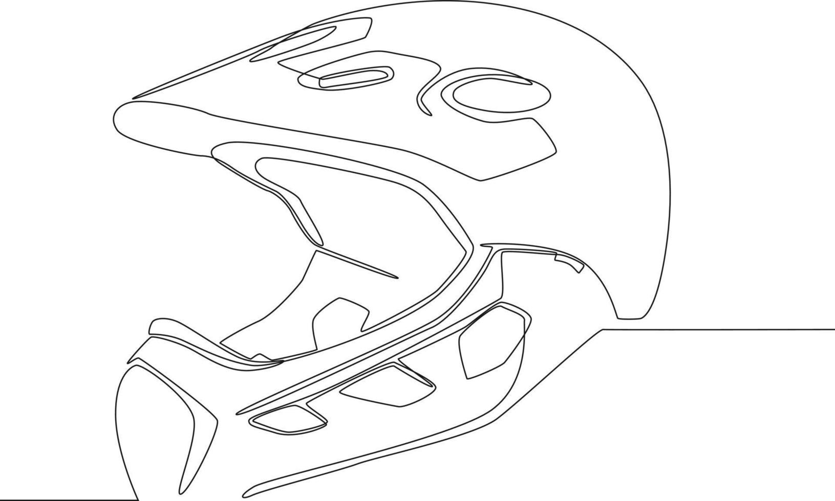 Simple continuous line drawing Motorcycle helmet. Vector illustration.