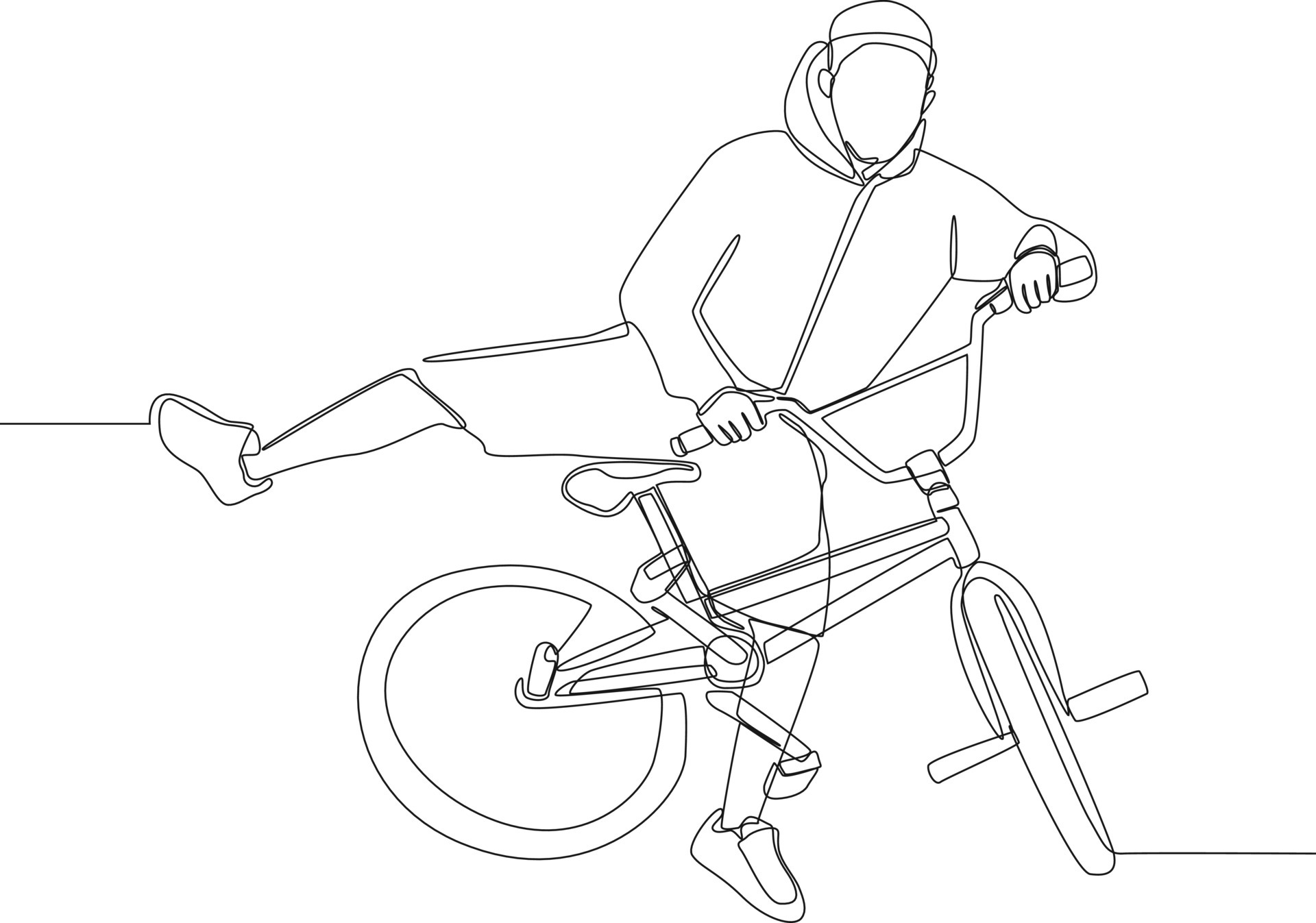 Continuous line drawing of young rider using bmx bicycle on the street.  Vector illustration. 7104779 Vector Art at Vecteezy