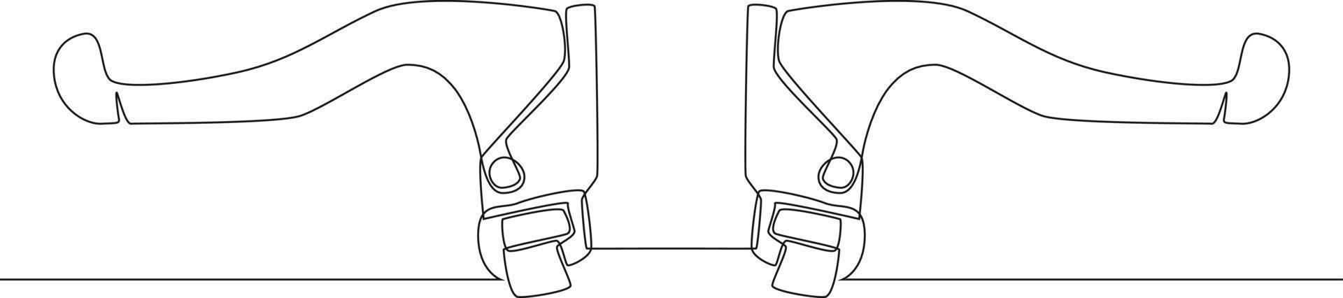 Continuous line drawing of Bicycle brake handle. Vector illustration.