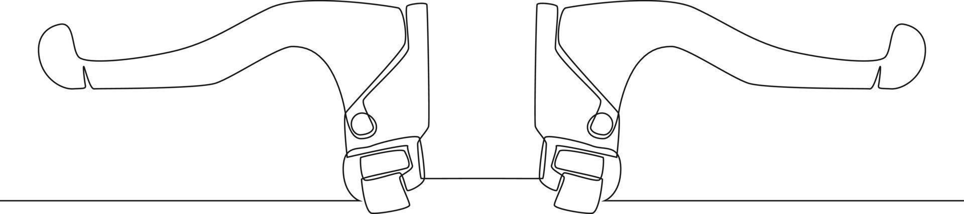 Continuous line drawing of Bicycle brake handle. Vector illustration.