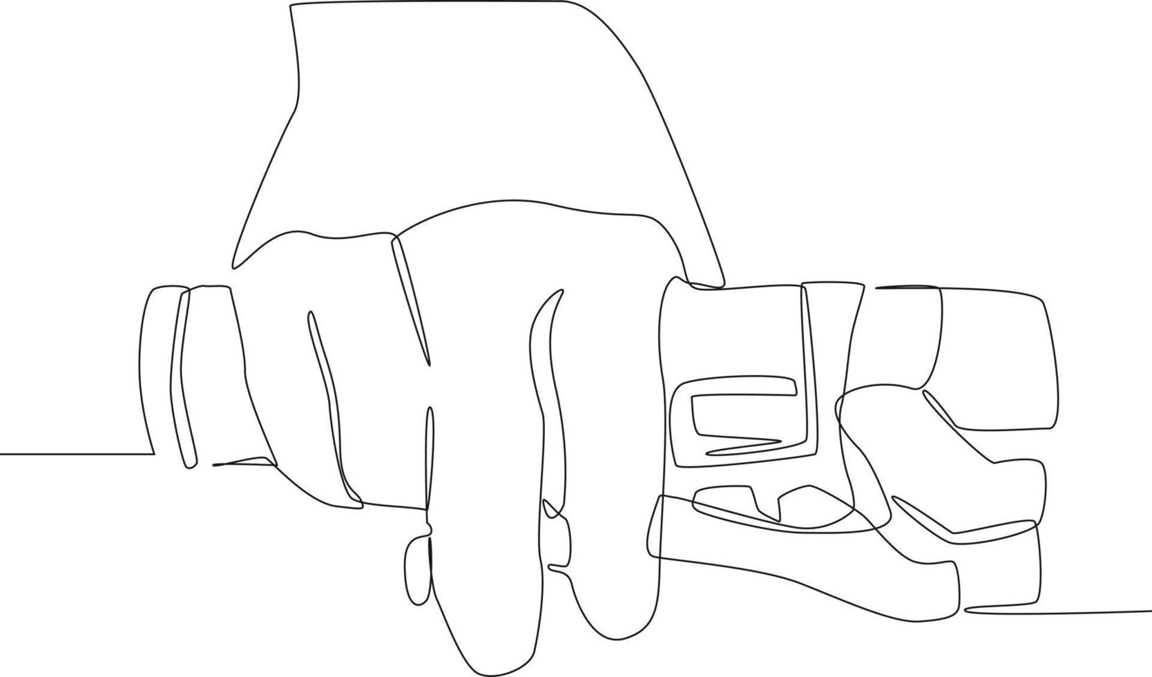dibujo de línea continua del jinete de la mano que sostiene el manillar. ilustración vectorial vector