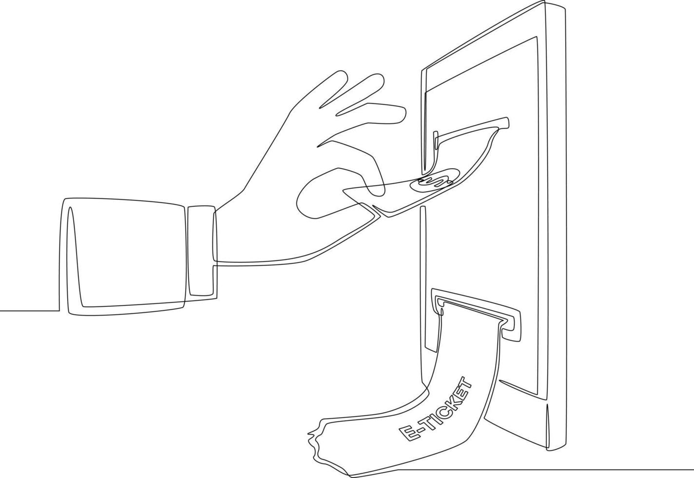 Continuous one line drawing of  smartphone with digital bill ticket and payment. Single line draw design vector graphic illustration