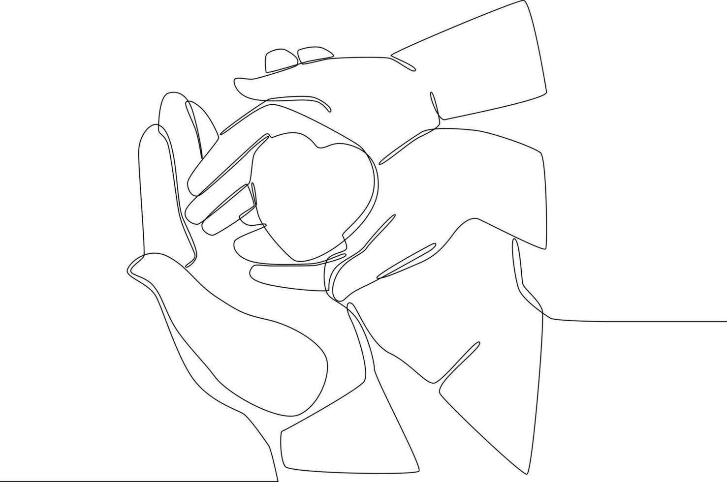 Single continuous line drawing of Hands of father and daughter keep love. Friendly happy family, hands families together.  one line draw design graphic vector illustration.