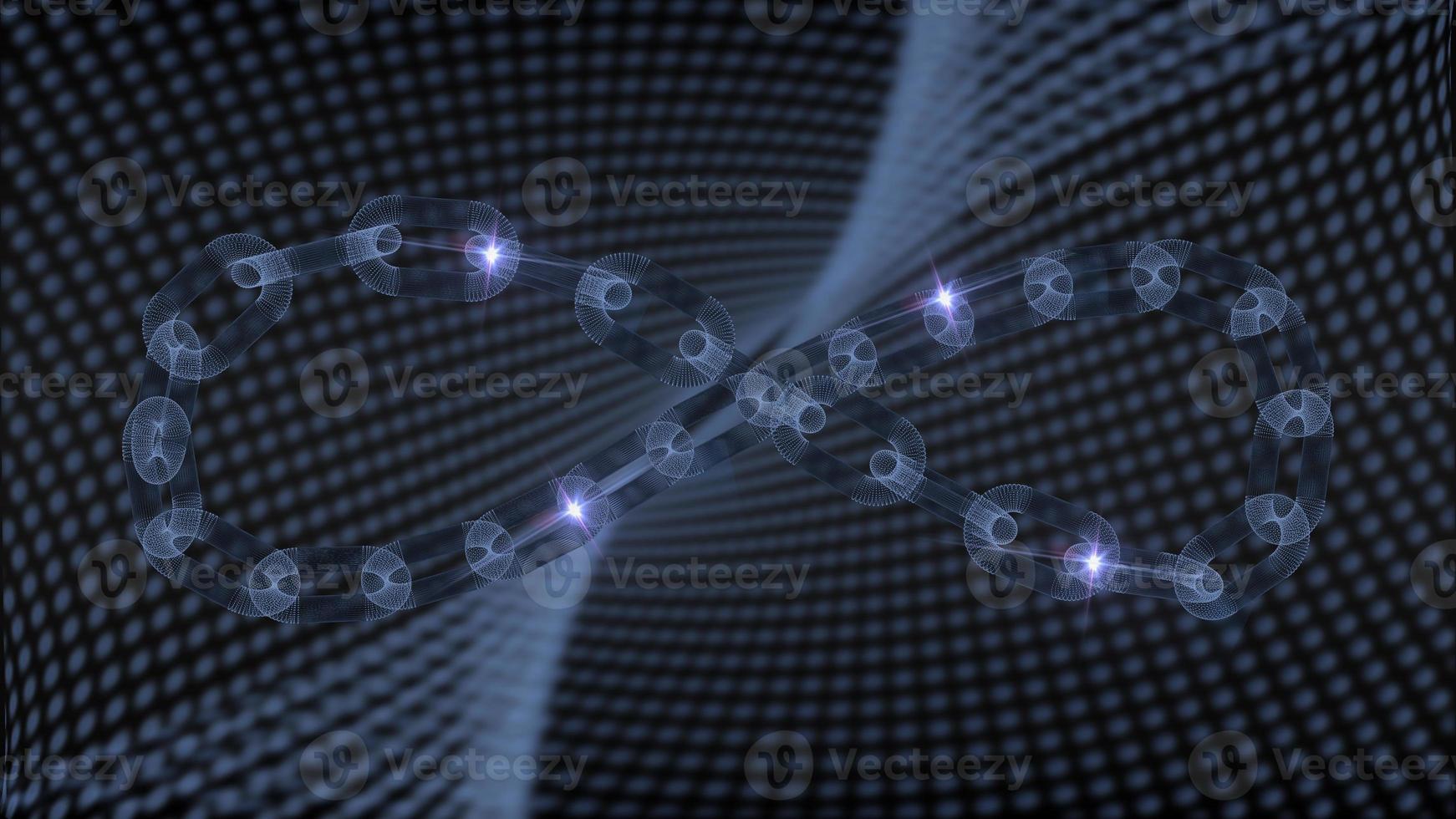 Block chain network concept 3d technology, background made of circle lines and particles. 3D rendering. photo