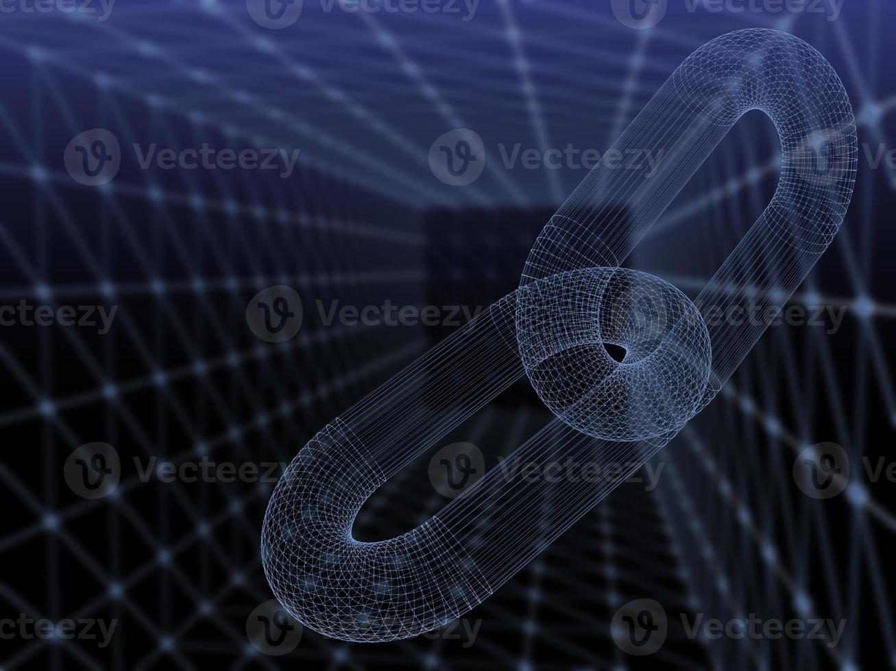 Block chain network concept 3d technology, background made of circle lines and particles. 3D rendering. photo