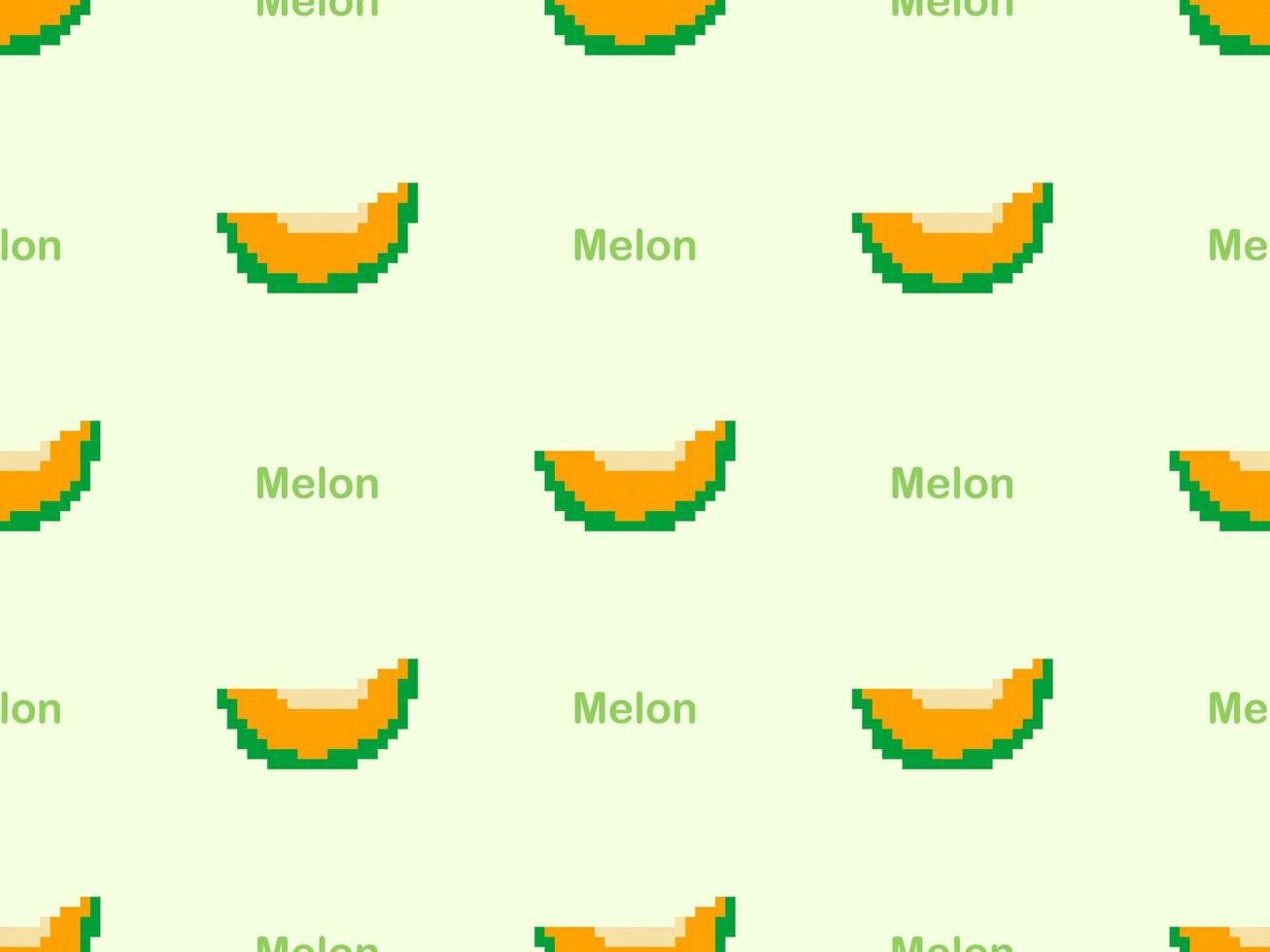 personaje de dibujos animados de melón de patrones sin fisuras en estilo background.pixel verde vector