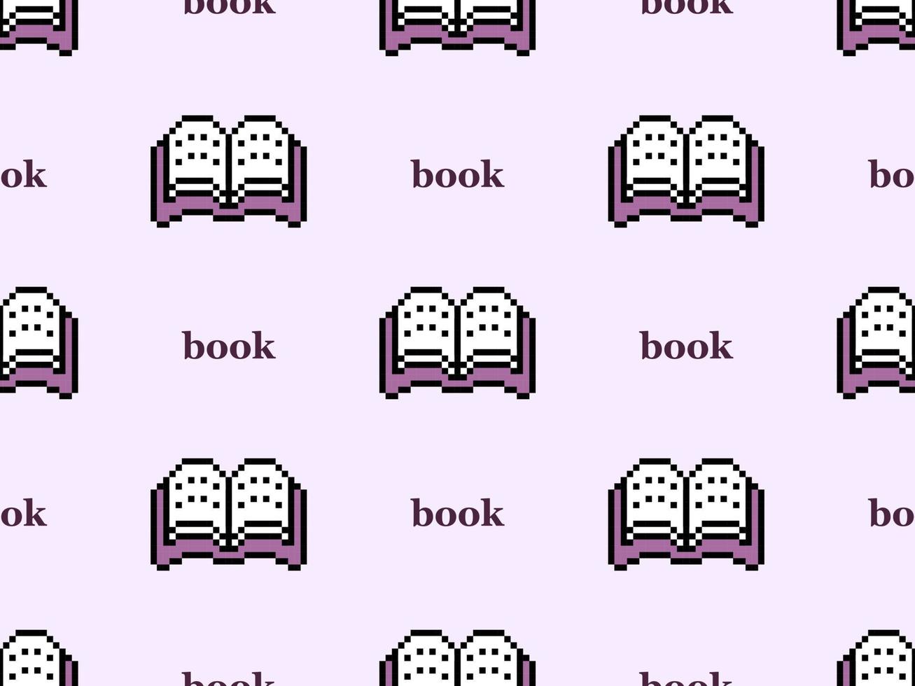 libro de dibujos animados carácter de patrones sin fisuras en estilo background.pixel púrpura vector