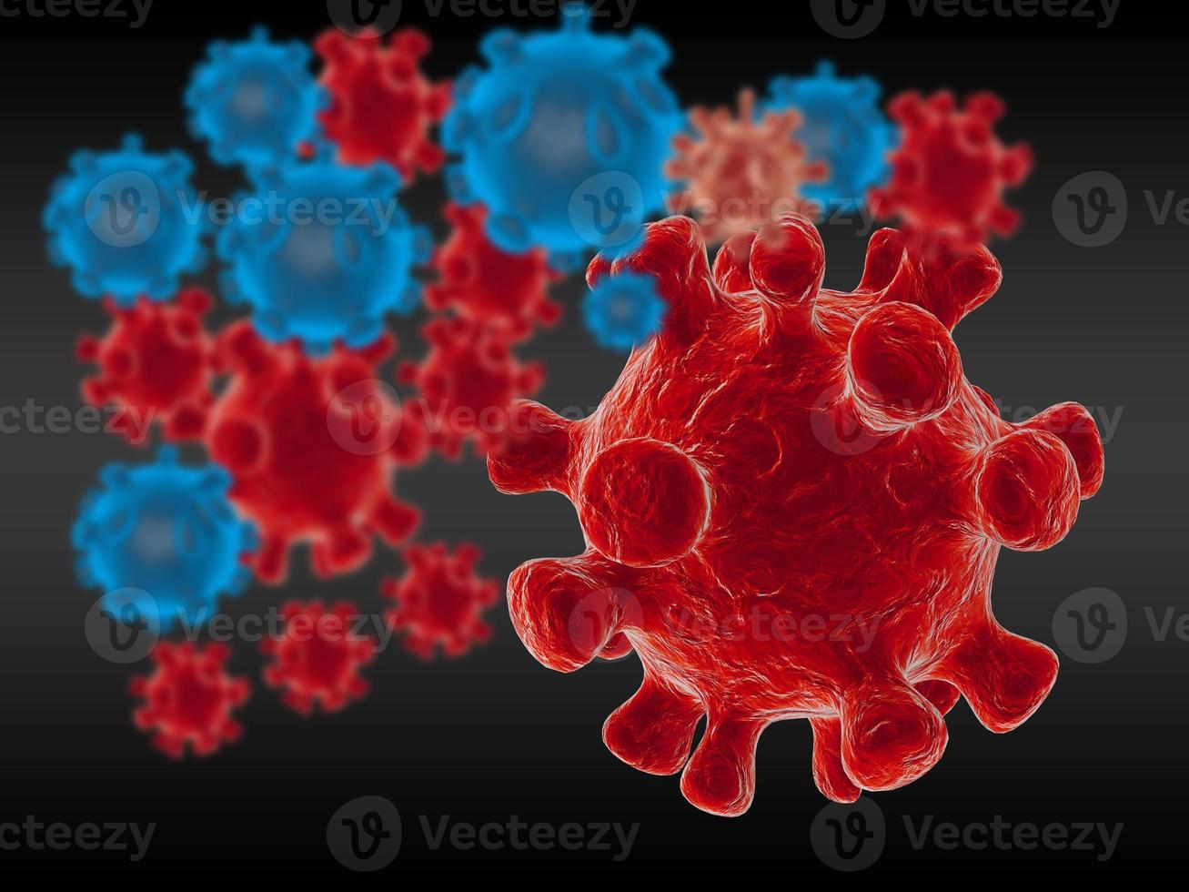 Flu coronavirus over Earth background Concept of cure search and spreading disease. 3d image. photo