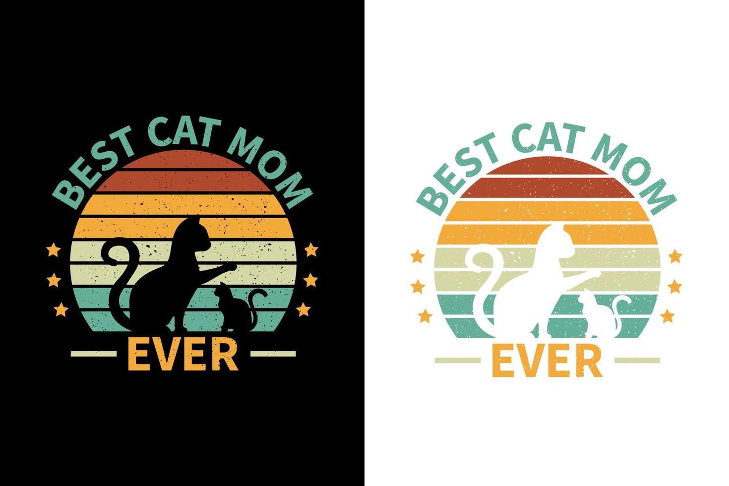 mejor gato mamá siempre tipografía retro vintage camiseta diseño vector