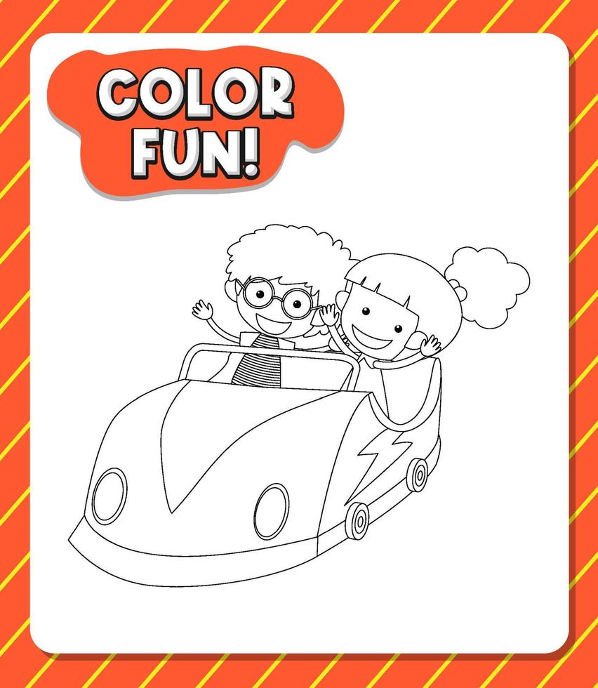 Worksheets template with color fun text and roller coaster outline vector