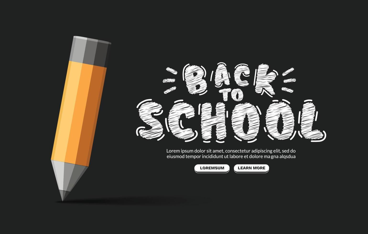 Welcome back to school background with pencil drawing, Concept of education templates for invitation, banner and poster vector