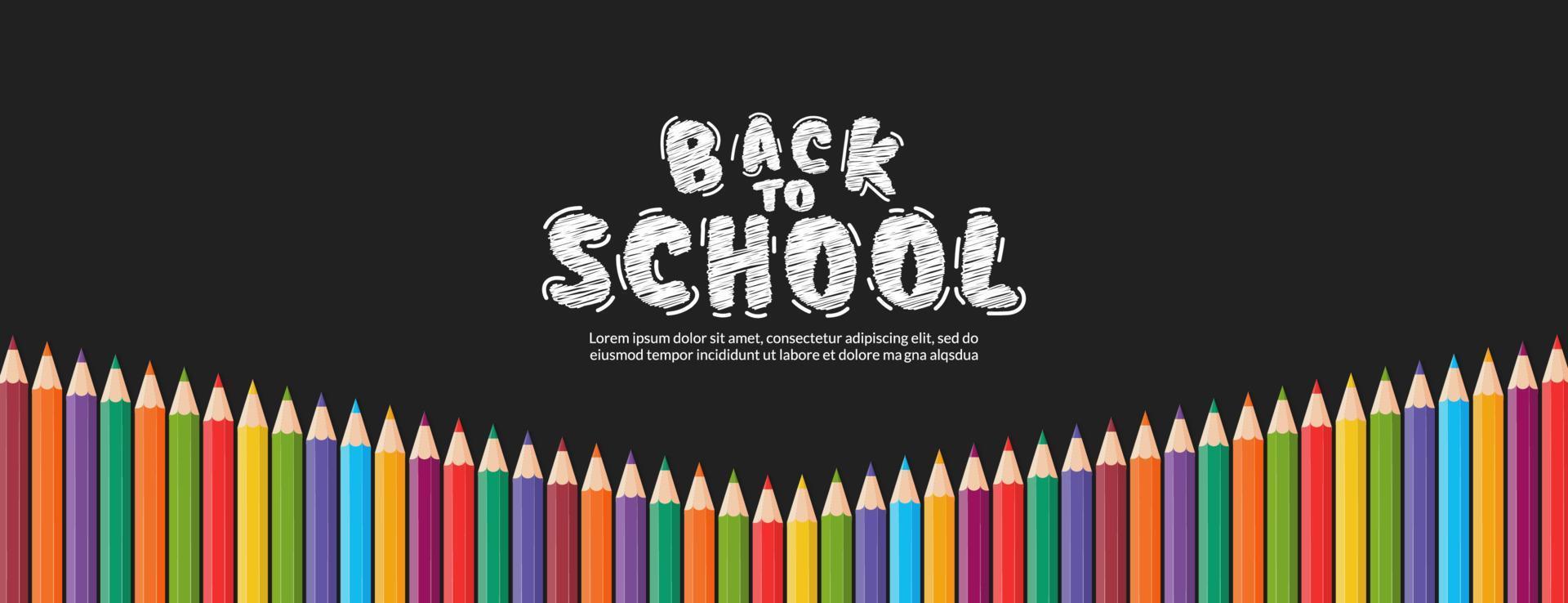 Color pencils vector design background, Back to school concept with colorful crayons banner