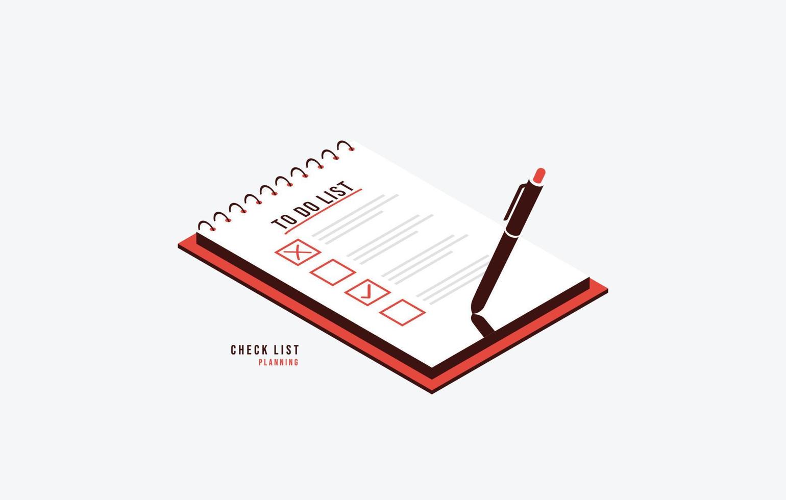 Check list paper with pencil on clipboard isometric design. Completed to do list concept, Successful completion of business tasks vector illustration