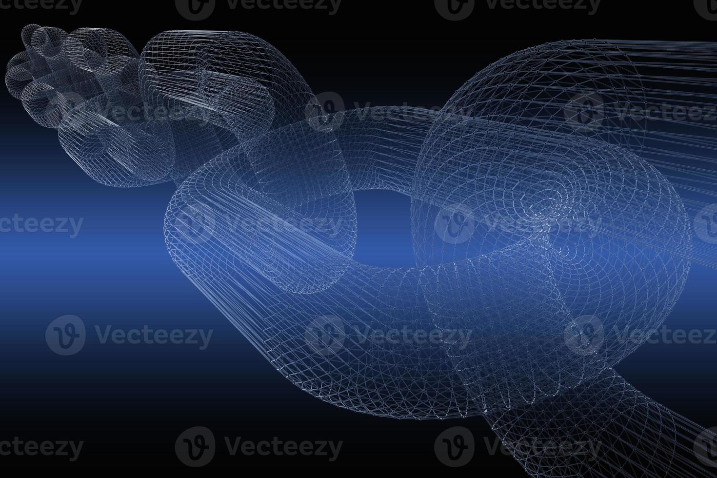 Block chain network concept 3d technology, background made of circle lines and particles. 3D rendering. photo
