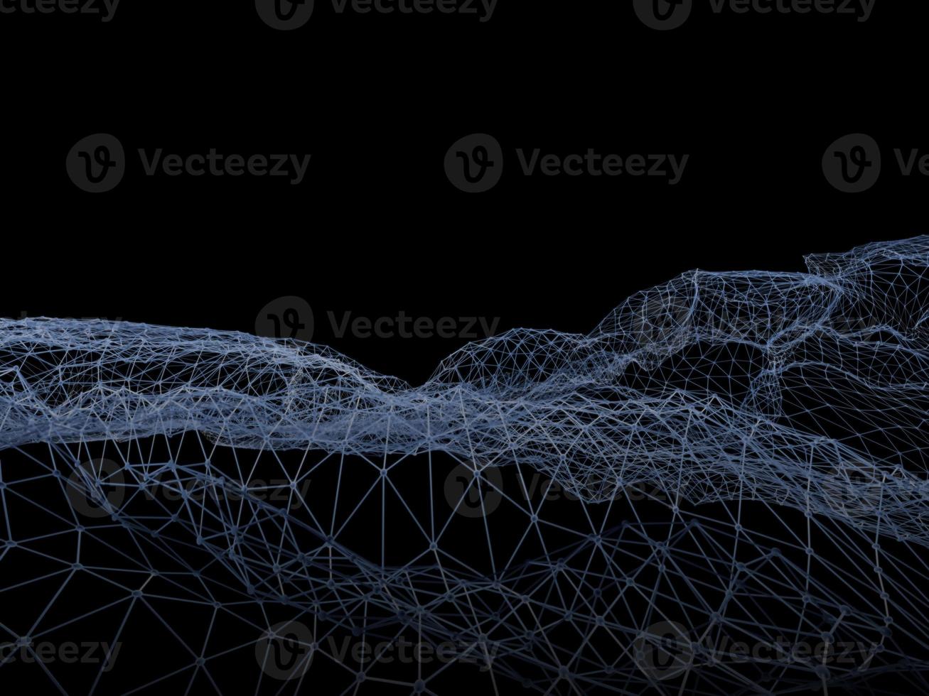 Block chain network concept 3d technology, background made of circle lines and particles. 3D rendering. photo