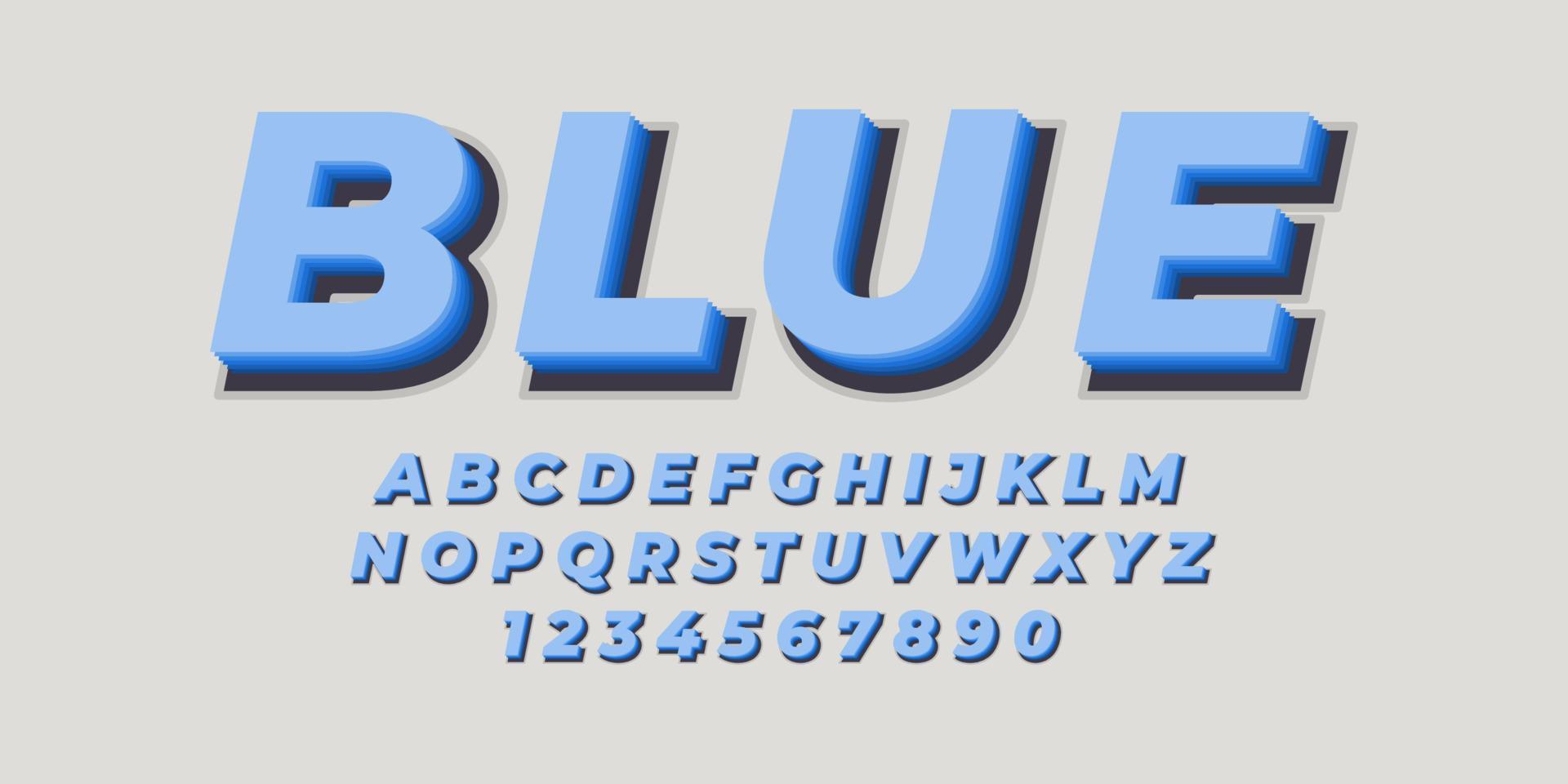 blue simple text alphabet font effect with flat color vector