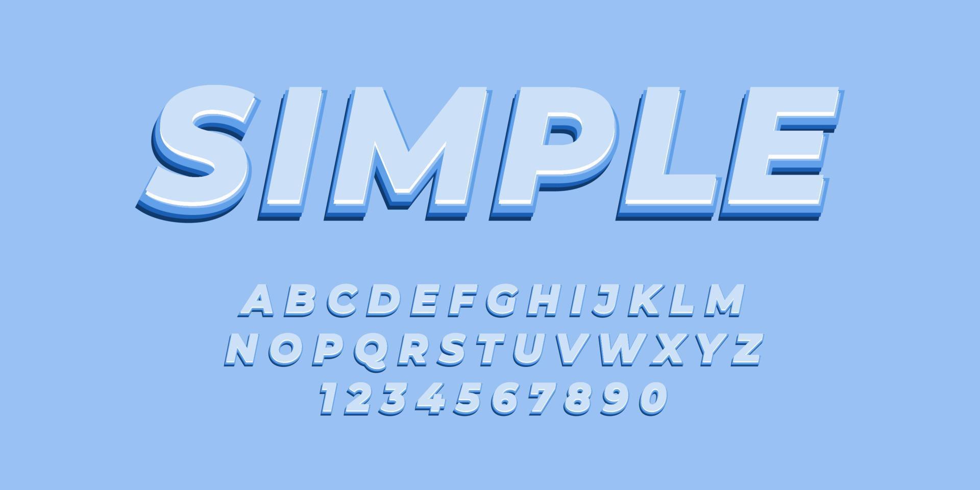 blue simple text alphabet font effect with flat color vector