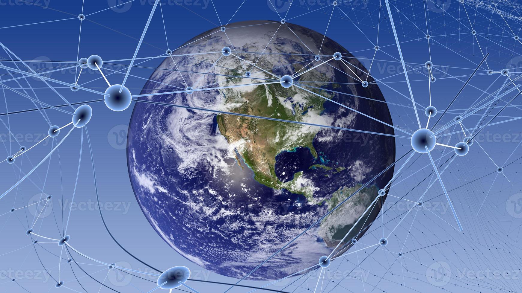 3D blockchain cityscape ,concept city network,Earth image provided by Nasa.Elements of this image furnished by NASA photo